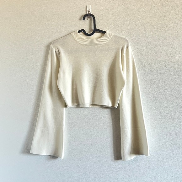 Petal + Pup Tops - NWT Petal+Pup Cream Flare Sleeve Cropped Knit Sweater XS/S Minimalist Clean Girl
